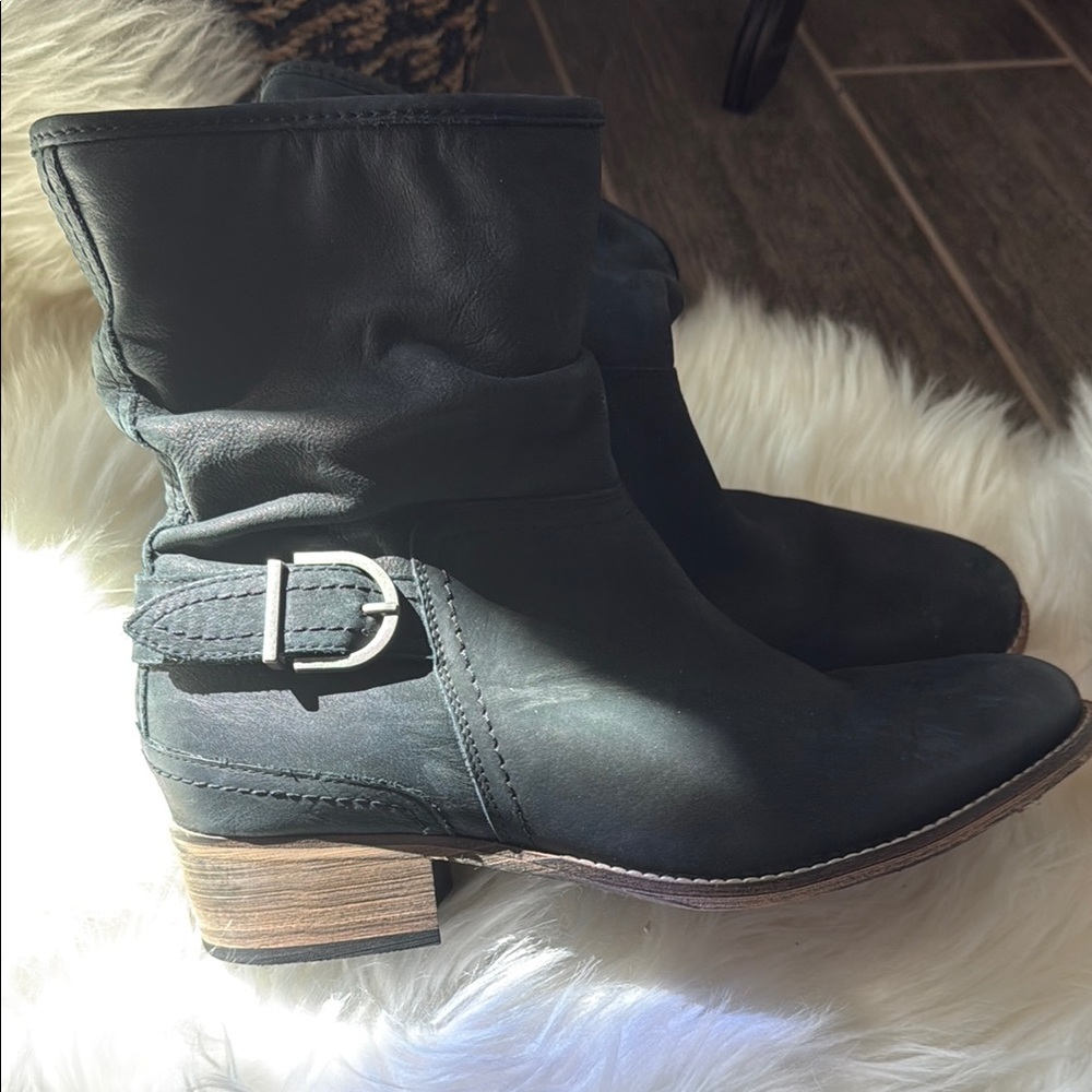 Next Black Ankle Boots with Elastic Panels and Low Heel